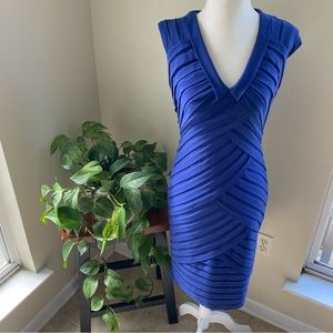 Adrianna Papell Royal Blue Cap Sleeve Midi Dress